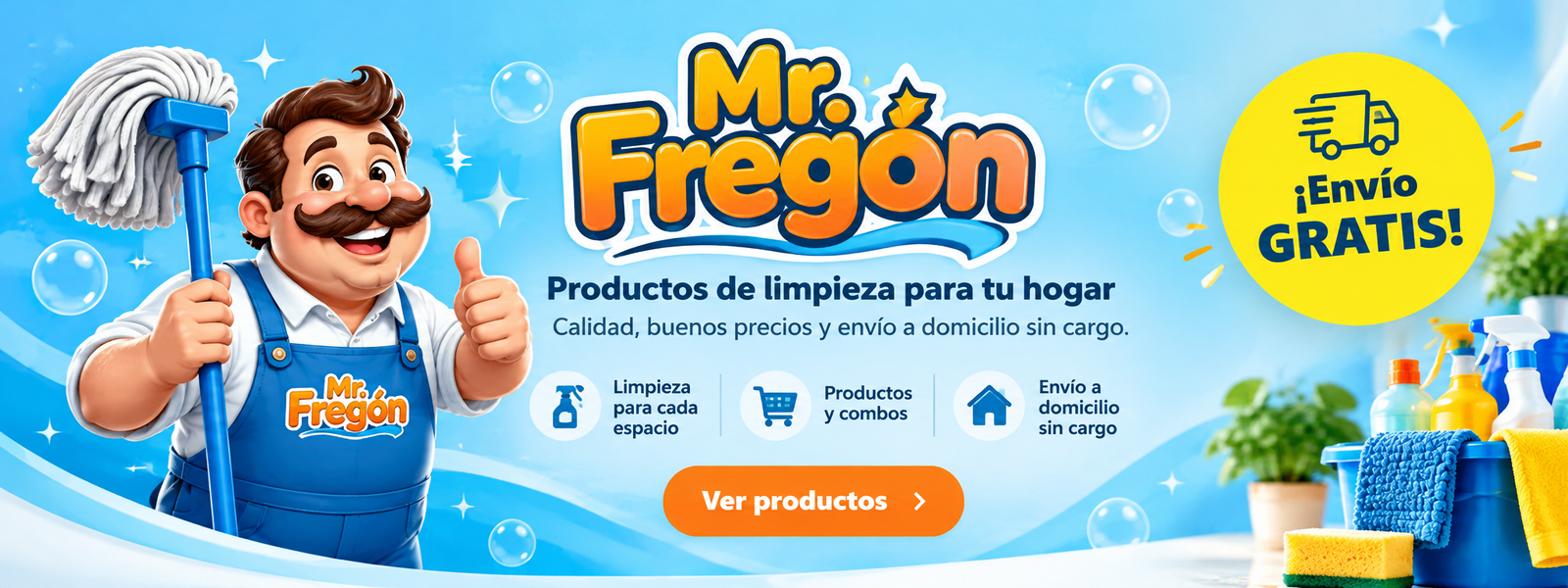 Mr. Fregón: productos de limpieza para tu hogar, calidad, buenos precios y envío a domicilio sin cargo.